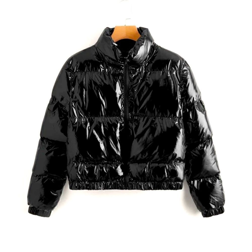 NWOT Shein Black Cropped Puffer Coat Jacket Women's Size XL